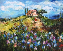 Field Of Irises - oil, canvas