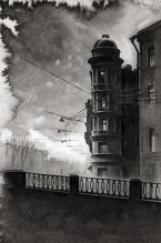 Near Kokushkin Bridge - ink, paper