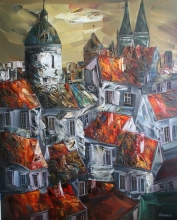 Town - oil, canvas