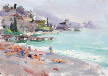 Crimean Beach - oil, canvas on cardboard