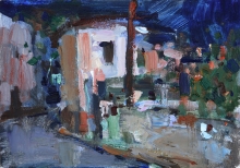 Late Returning Home - oil, canvas on cardboard