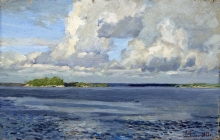 Sky Over The Volga - oil, cardboard