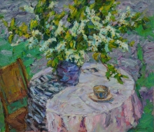 Bird Cherry Blooming - oil, canvas