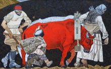Ploughing-team - oil, canvas
